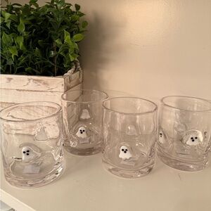Crate&Barrel Double Old Fashioned “Rock Ghost Glasses” Set of Four. Brand New